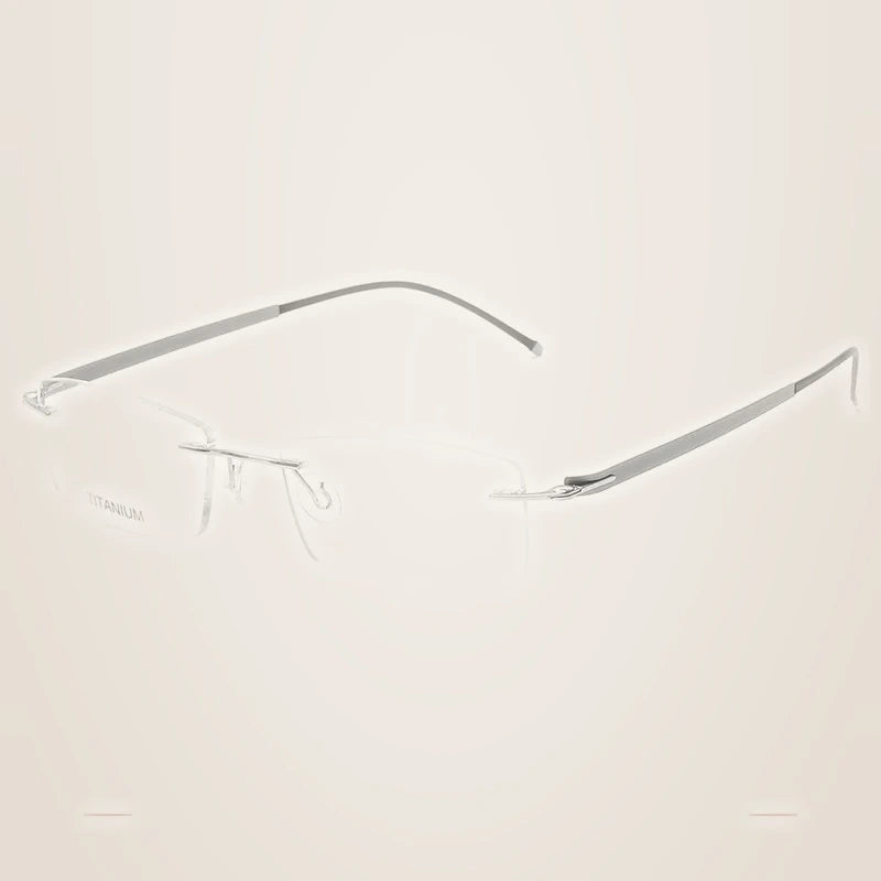 Krasivyy Unisex Rimless Square Oval Titanium Eyeglasses 316028 - Matt Silver / CN