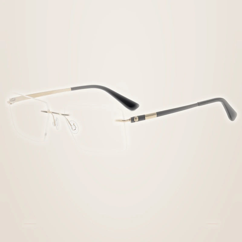Krasivyy Unisex Rimless Square Screwless Titanium Eyeglasses 95015 - Bright Gold