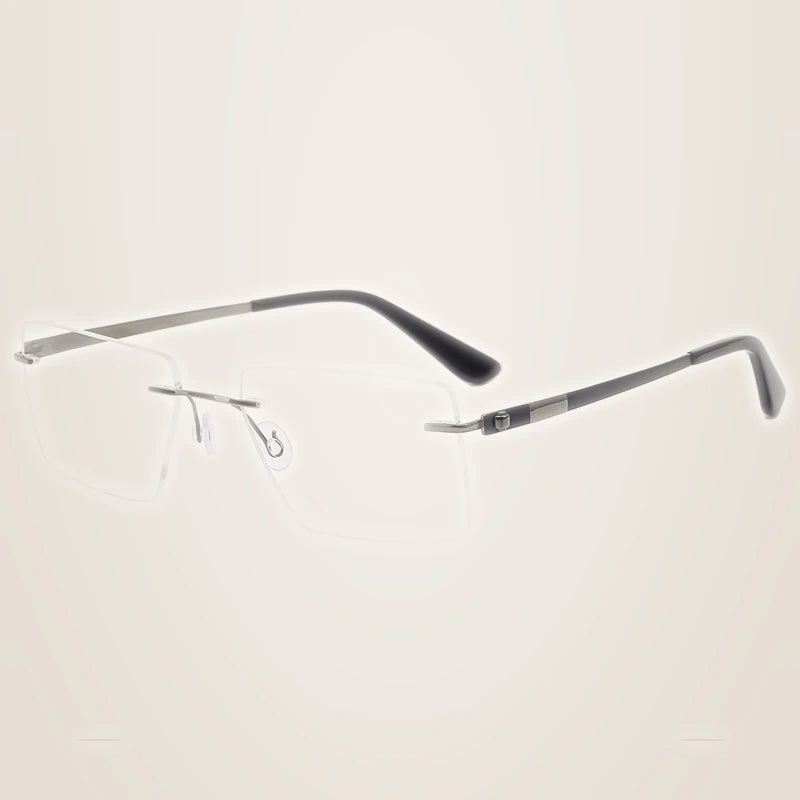 Krasivyy Unisex Rimless Square Screwless Titanium Eyeglasses 95015 - Bright Gun