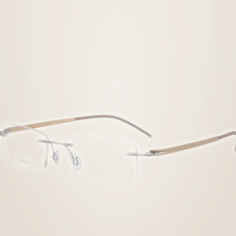 Krasivyy Unisex Rimless Square Screwless Titanium Eyeglasses 5001 - Matt  Gold