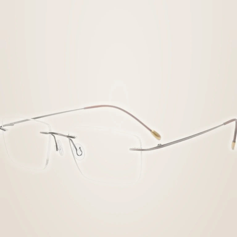 Krasivyy Unisex Rimless Square Titanium Eyeglasses 71611 - Bright Brown