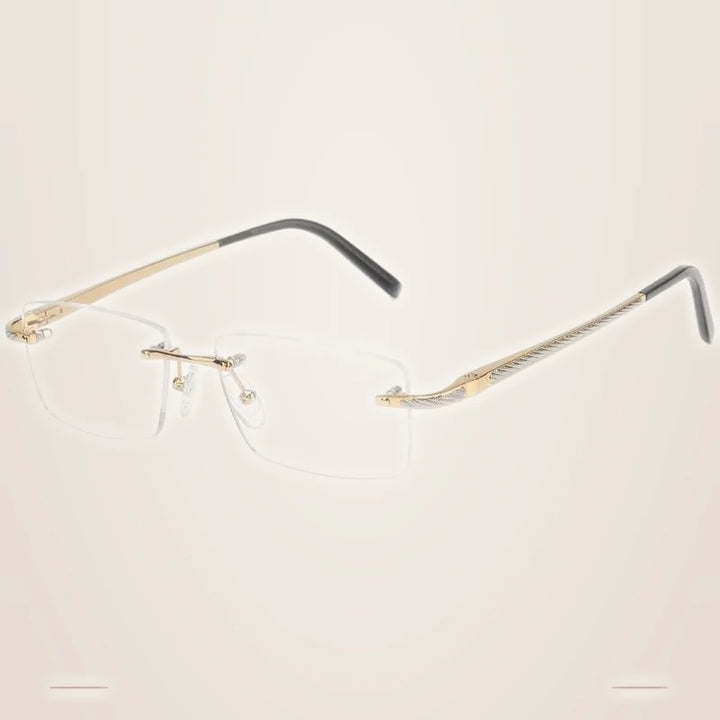 Krasivyy Unisex Rimless Square Titanium Eyeglasses Kr8604 - Bright Gold / CN