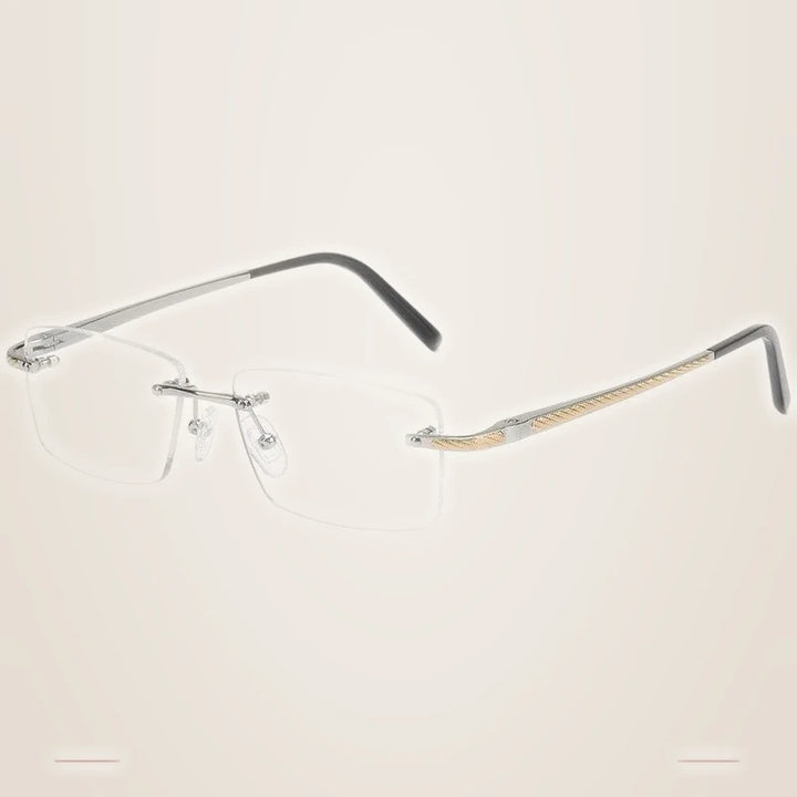 Krasivyy Unisex Rimless Square Titanium Eyeglasses Kr8604 - Bright Silver / CN