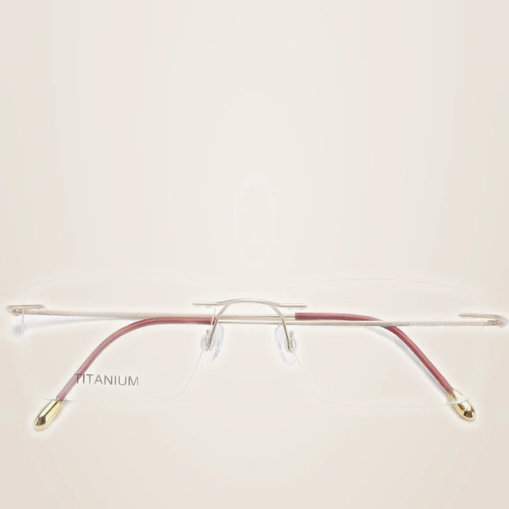 Krasivyy Unisex Rimless Square Titanium Eyeglasses 71611 - Matt Gold