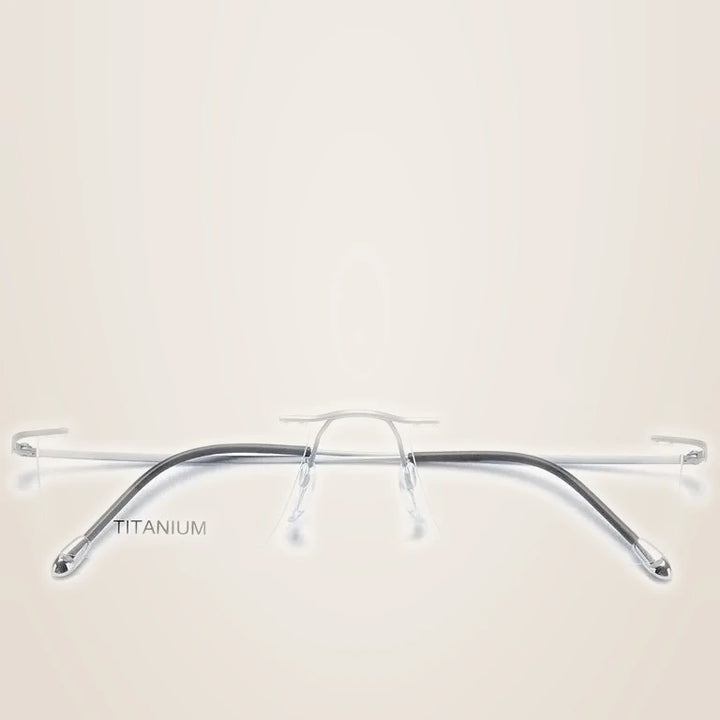 Krasivyy Unisex Rimless Square Titanium Eyeglasses 71611 - Matt Silver
