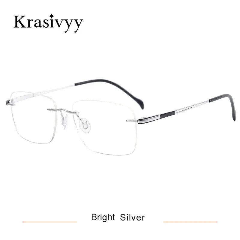 Krasivyy Unisex Rimless Square Titanium Eyeglasses 316065 - Bright Silver