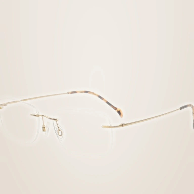 Krasivyy Unisex Rimless Square Titanium Prescription Eyeglasses KR16021 - Bright Gold