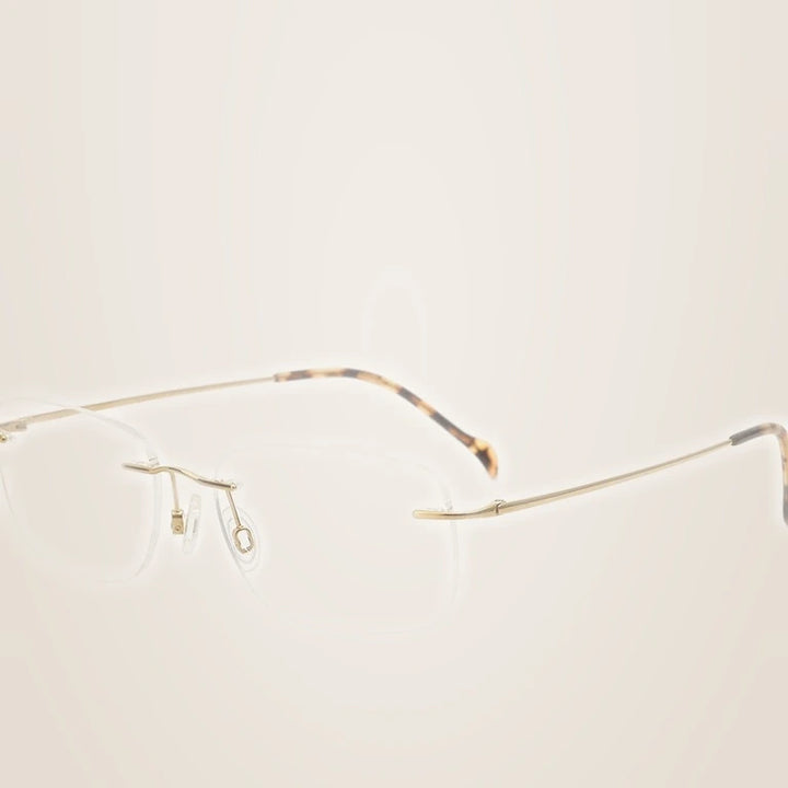 Krasivyy Unisex Rimless Square Titanium Prescription Eyeglasses KR16021 - Bright Gold