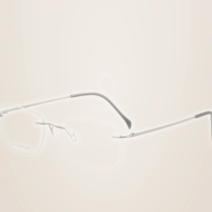 Krasivyy Unisex Rimless Square Titanium Prescription Eyeglasses KR16021 - Bright Gun