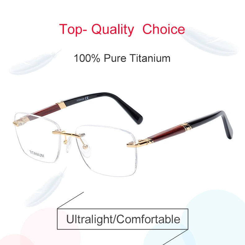 Krasivyy Unisex Rimless Square Titanium Wooden Eyeglasses Ls01 - Size Chart