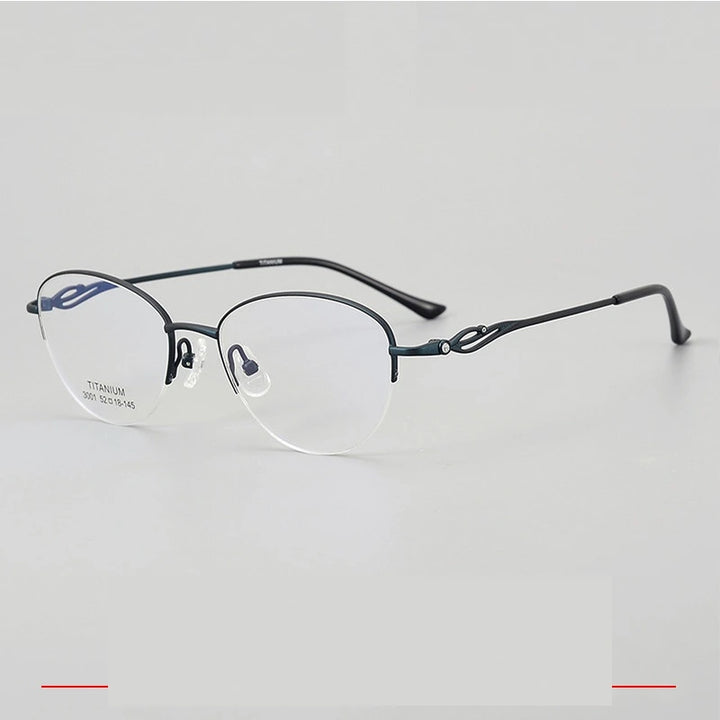 Krasivyy Unisex Semi Rim Oval Square Titanium Eyeglasses 33001 - Matt Blue