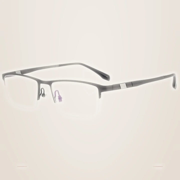 Krasivyy Unisex Semi Rim Square Titanium Eyeglasses 30279 - Matt Gun