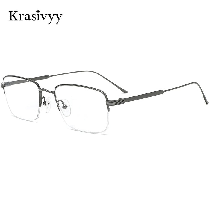 Krasivyy Unisex Semi Rim Square Titanium Eyeglasses 710262 - Bright Gun