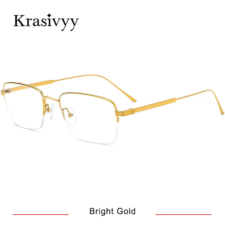 Krasivyy Unisex Semi Rim Square Titanium Eyeglasses 710262 - Bright Gold