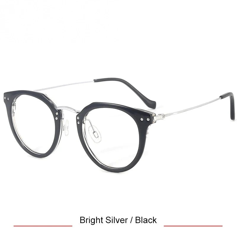 Krasivyy Women's Full Rim Cat Eye Titanium Prescription Eyeglasses KR5028 - Bright Silver Black