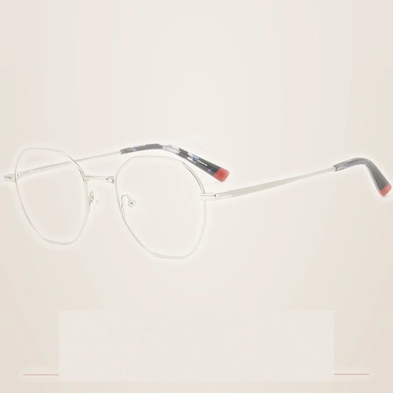Krasivyy Women's Full Rim Flat Top Oval Titanium Eyeglasses 16425 - Bright  Silver