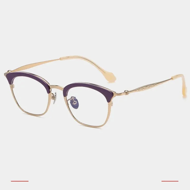 Krasivyy Women's Full Rim Oval Square Titanium Acetate Eyeglasses - Purple Gold