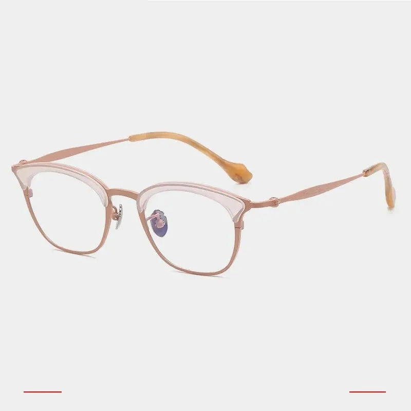 Krasivyy Women's Full Rim Oval Square Titanium Acetate Eyeglasses - White Pink