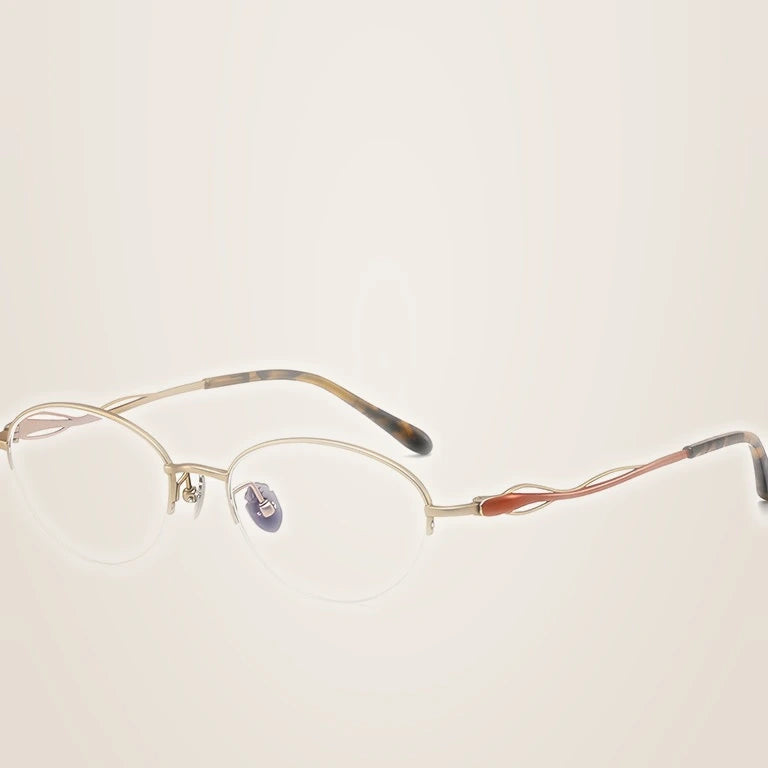 Krasivyy Women's Full Rim Oval Titanium Prescription Eyeglasses ARLT6898 - Red Gold