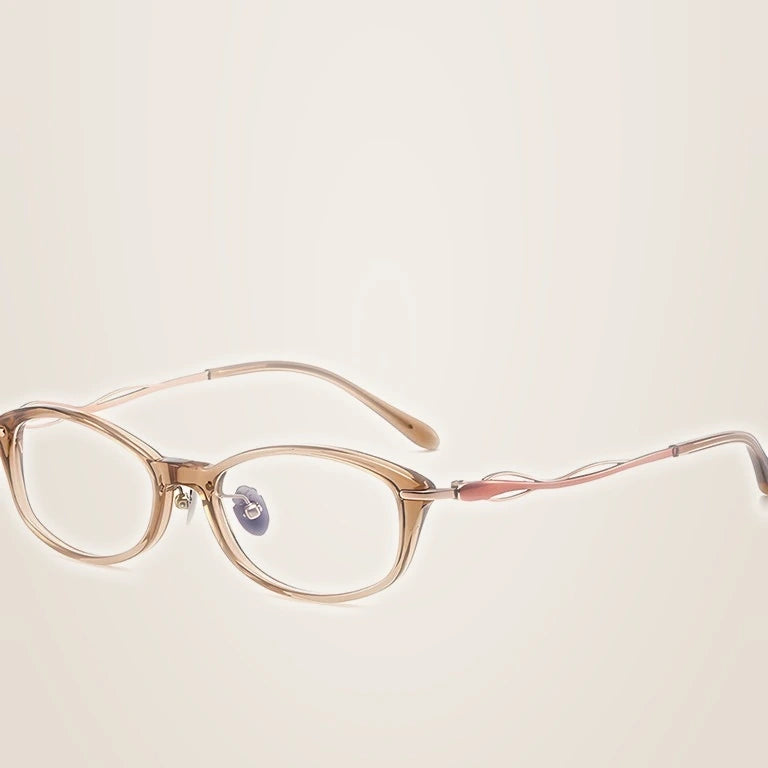 Krasivyy Women's Full Rim Oval Titanium Prescription Eyeglasses KR6900 - Tea