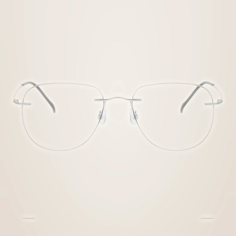 Krasivyy Women's Rimless Flat Top Oval Titanium Eyeglasses 316007 - Bright Silver