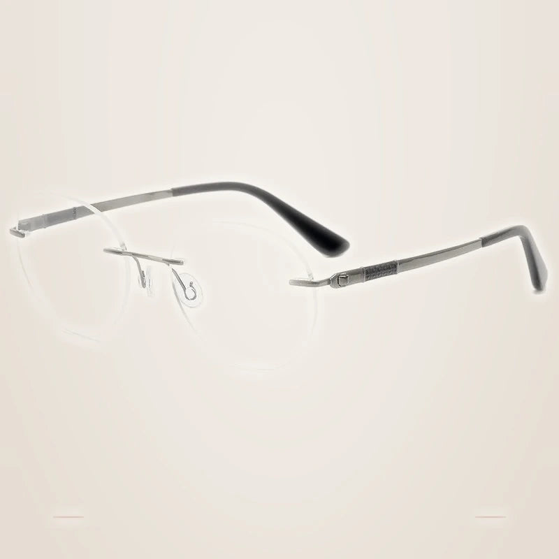 Krasivyy Women's Rimless Flat Top Round Titanium Eyeglasses 385012 - Bright Gun