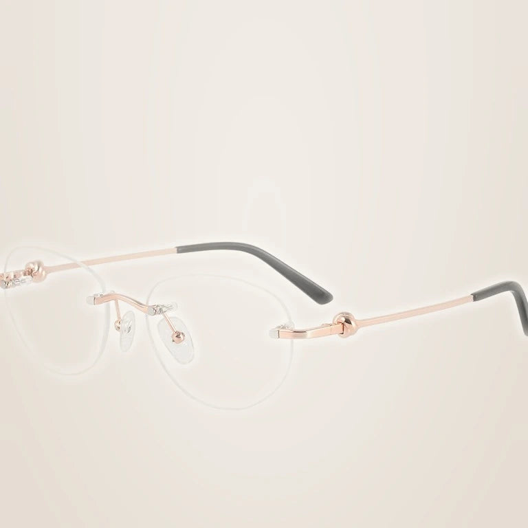Krasivyy Women's Rimless Oval Pure Titanium Prescription Eyeglasses KR0224 - Bright Rose Gold