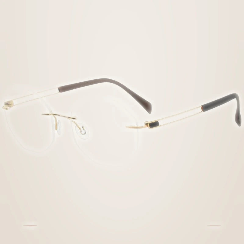 Krasivyy Women's Rimless Oval Round Titanium Eyeglasses 316079 - Bright Gold