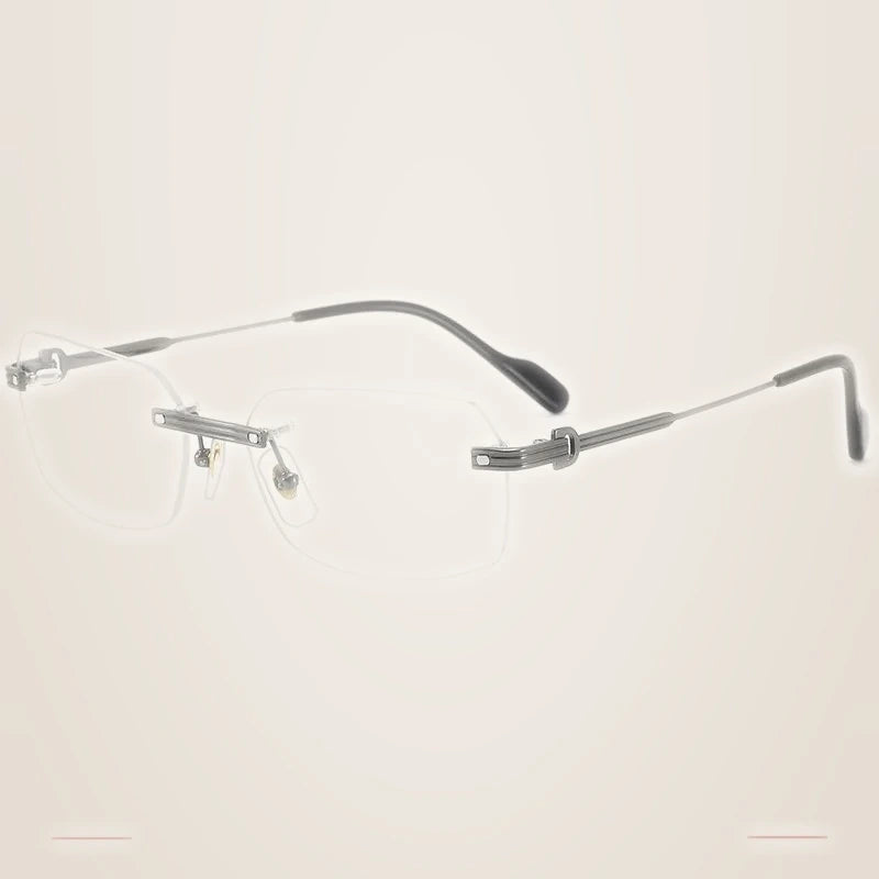 Krasivyy Women's Rimless Oval Square Titanium Eyeglasses 420271 - Bright Gun