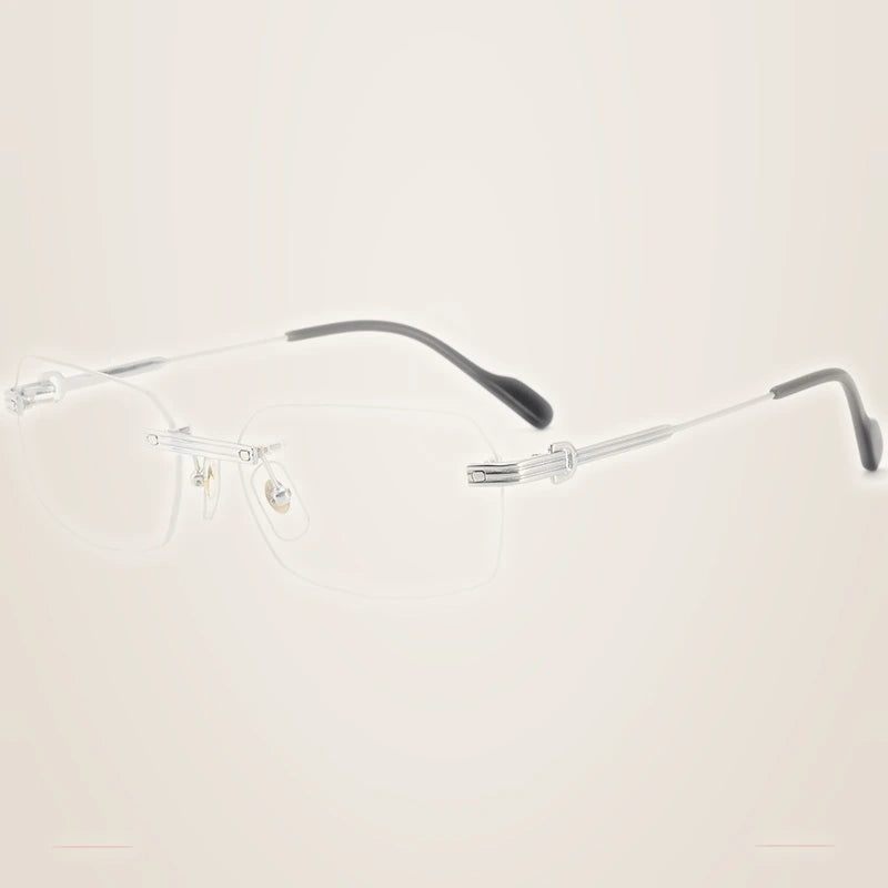 Krasivyy Women's Rimless Oval Square Titanium Eyeglasses 420271 - Bright Silver