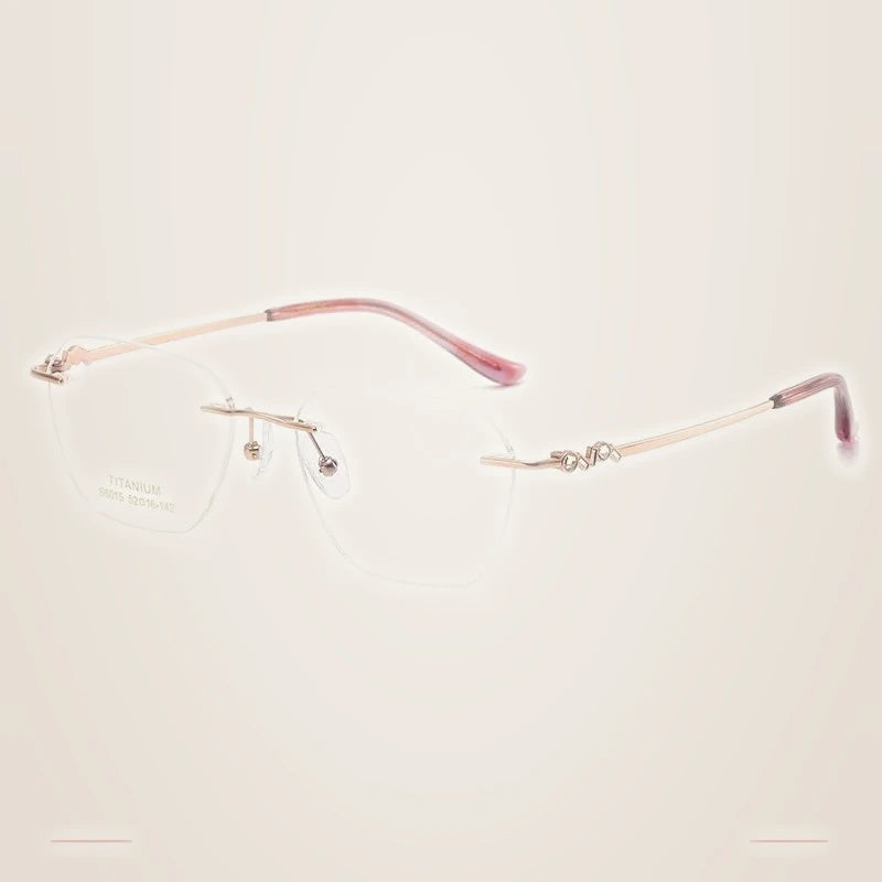 Krasivyy Women's Rimless Polygon Oval Titanium Eyeglasses 36015 - Rose Gold