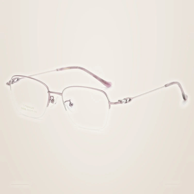 Krasivyy Women's Semi Rim Flat Top Square Titanium Eyeglasses 86005 - Purple Pink
