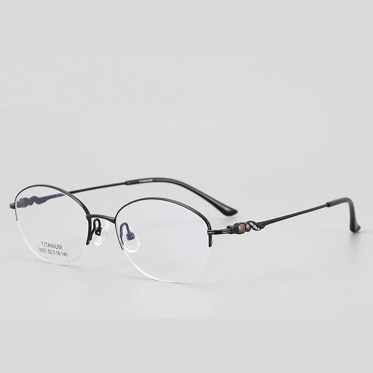 Krasivyy Women's Semi Rim Oval Titanium Prescription Eyeglasses KR3003 - Black