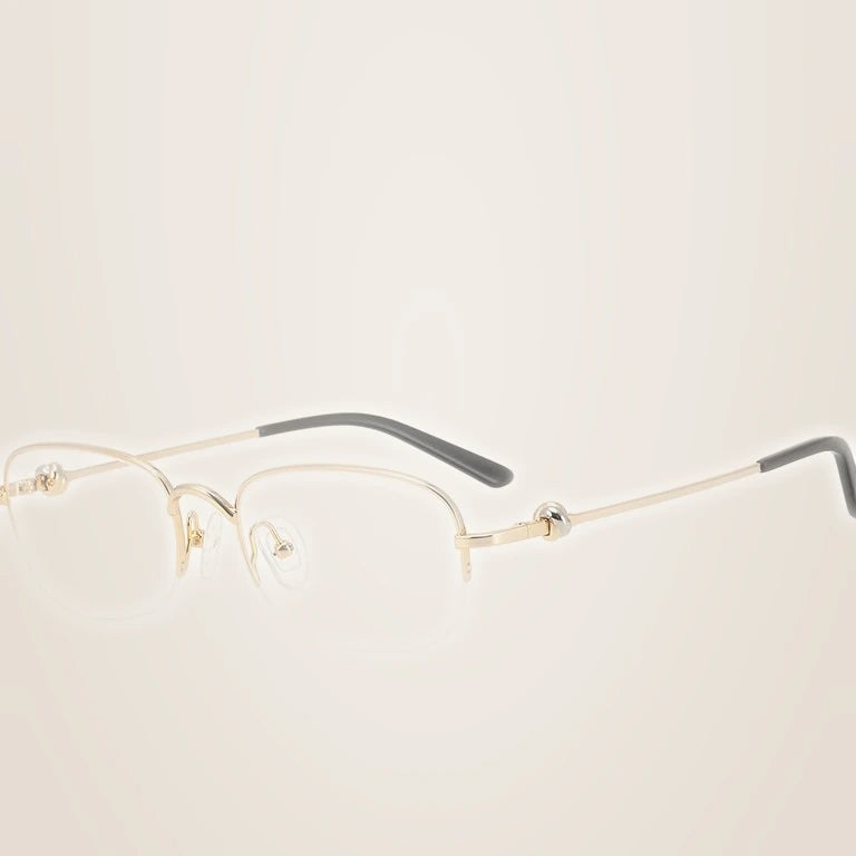 Krasivyy Women's Semi Rim Oval Titanium Prescription Eyeglasses KR0374 - Bright  Gold