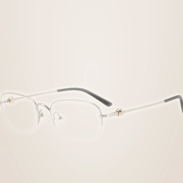 Krasivyy Women's Semi Rim Oval Titanium Prescription Eyeglasses KR0374 - Bright Silver