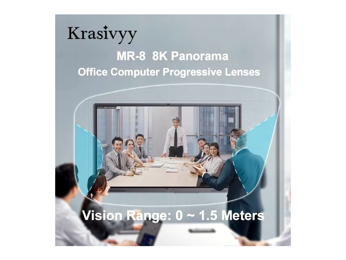Krasivyy 1.61 Index MR-8 Office Wide Progressive Lenses Lenses Krasivyy Lenses No Anti Blue 0-1.5 M Distance 