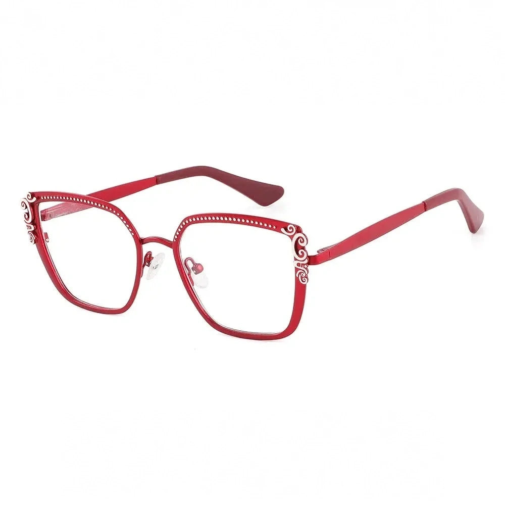 Laoyehui Women's Full Rim Square Cat Eye Alloy Reading Glasses 8776 - C3 / -250