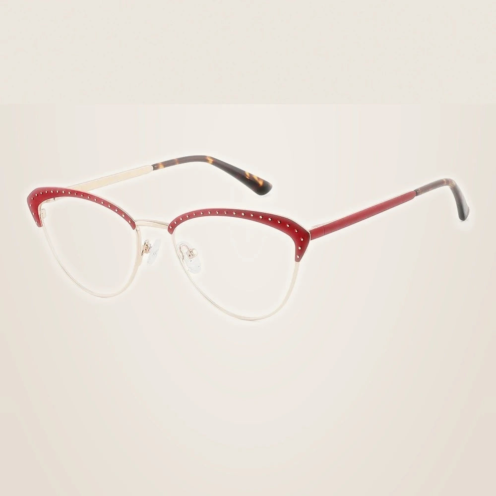 Laoyehui Women's Full Rim Square Cat Eye Alloy Reading Glasses 8867 - RED / 0(no blue light)