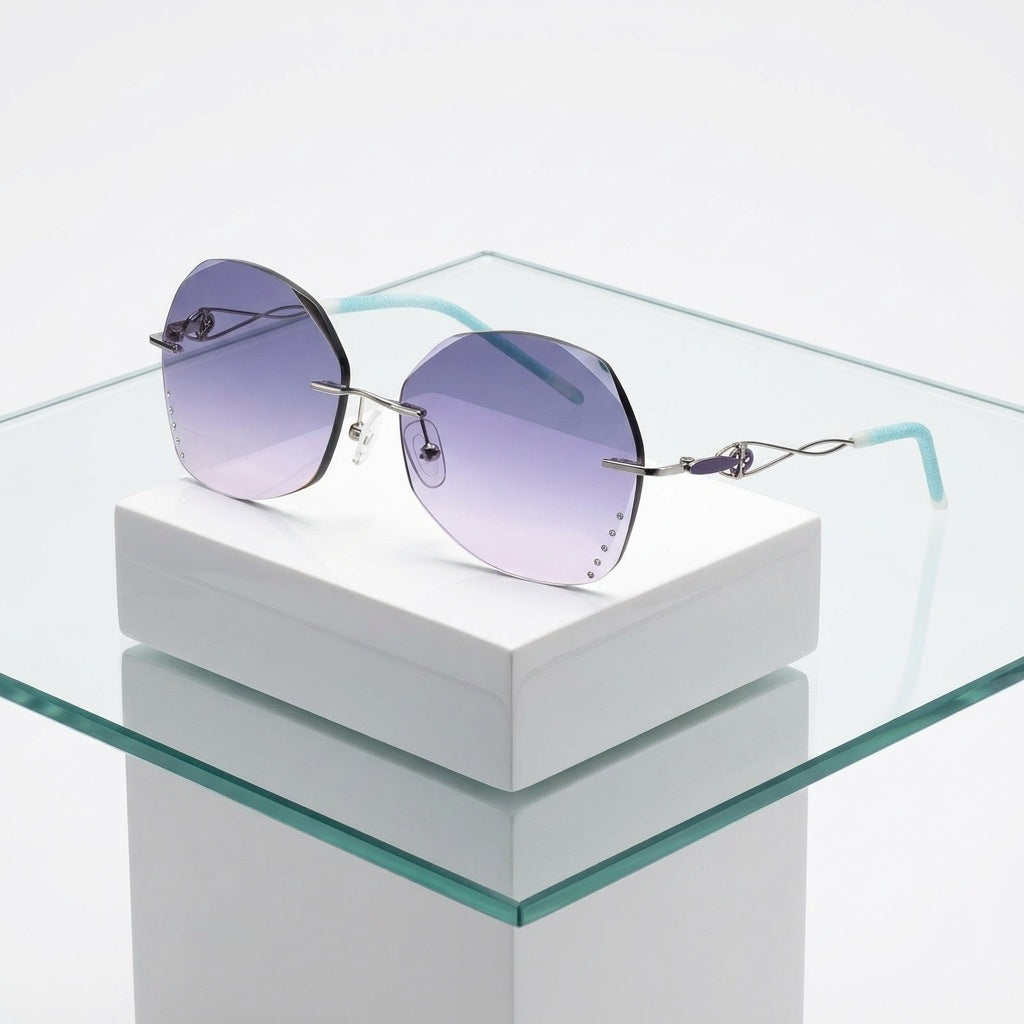 Chashma Ottica Women's Rimless Oval Round Titanium Eyeglasses 23784 - Luxury Studio Cube Cover