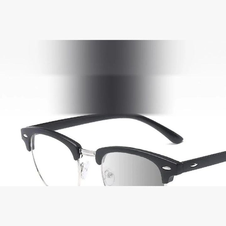 Meeshow Unisex Full Rim Square Stainless Steel Acetate Reading Glasses Photochromic 0844 - +100 / Black photo gray