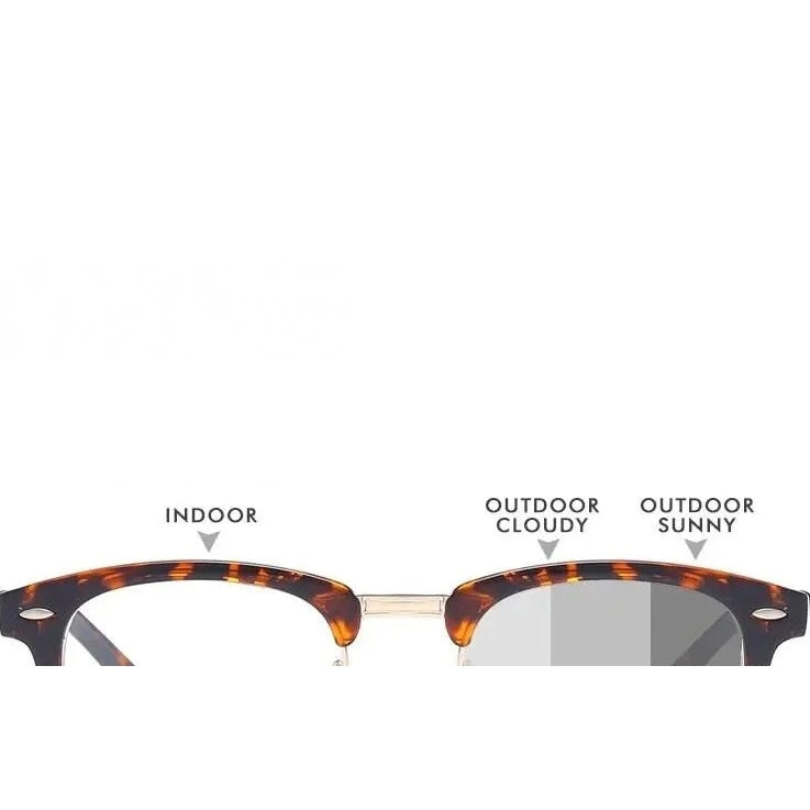 Meeshow Unisex Full Rim Square Stainless Steel Acetate Reading Glasses Photochromic 0844 - +100 / Demi photo gray