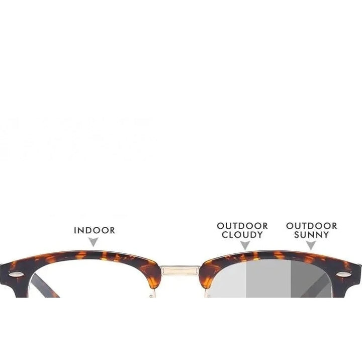 Meeshow Unisex Full Rim Square Stainless Steel Acetate Reading Glasses Photochromic 0844 - +100 / Demi photo gray