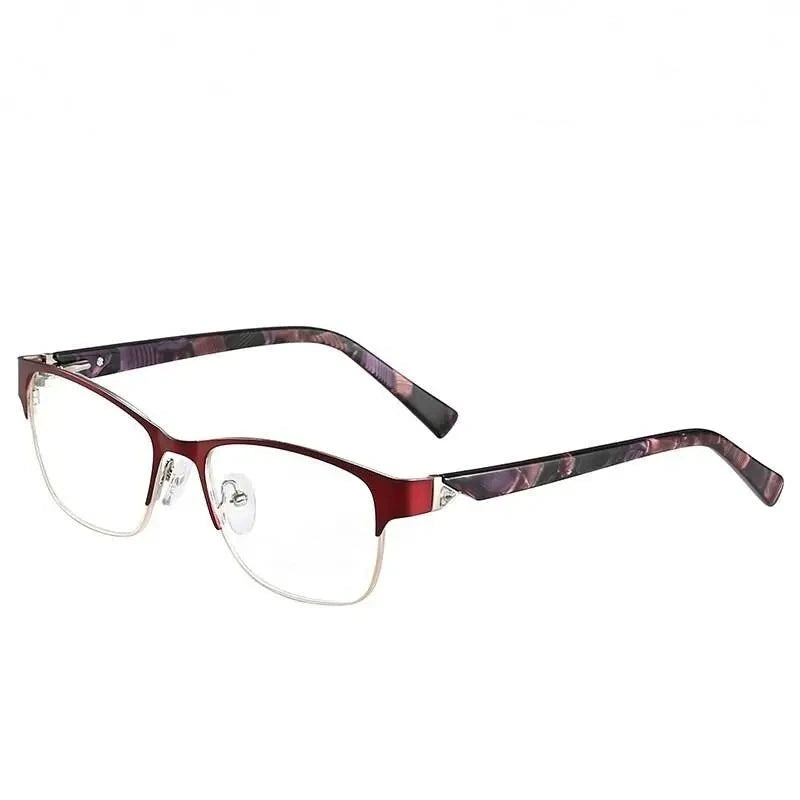 Meeshow Women's Eyeglasses Square Titanium Allow 809 - Burgundy