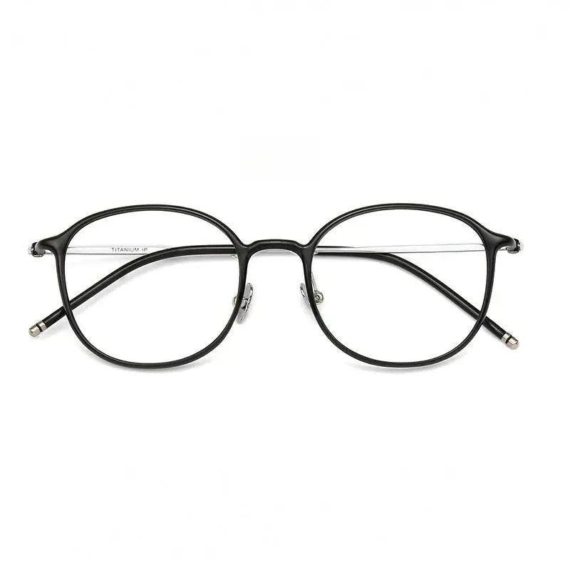 Meeshow Women's Full Rim Round Tr 90 Titanium Reading Glasses 91160 - -350 / BLACK