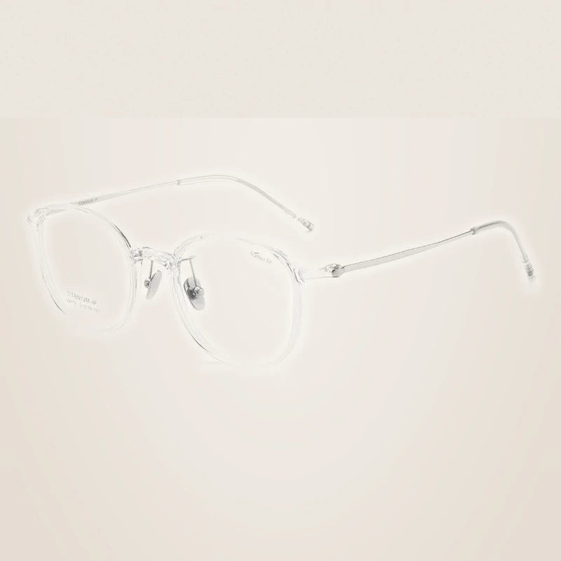 Meeshow Women's Full Rim Round Tr 90 Titanium Reading Glasses 91160 - +350 / CRYSTAL