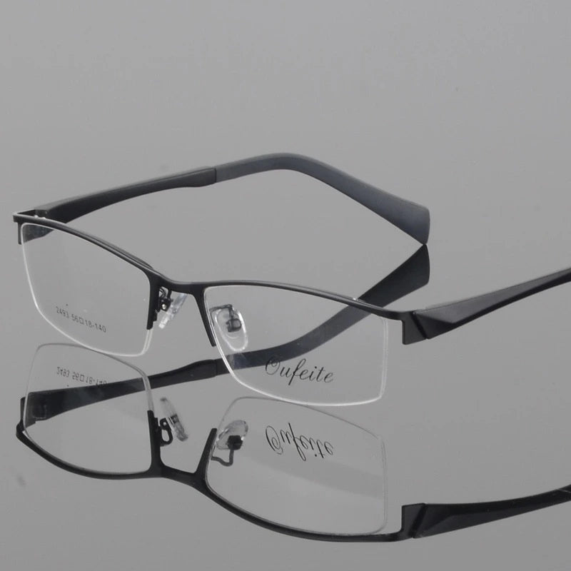Men's Semi Rim Square Alloy Eyeglasses 2493 - black