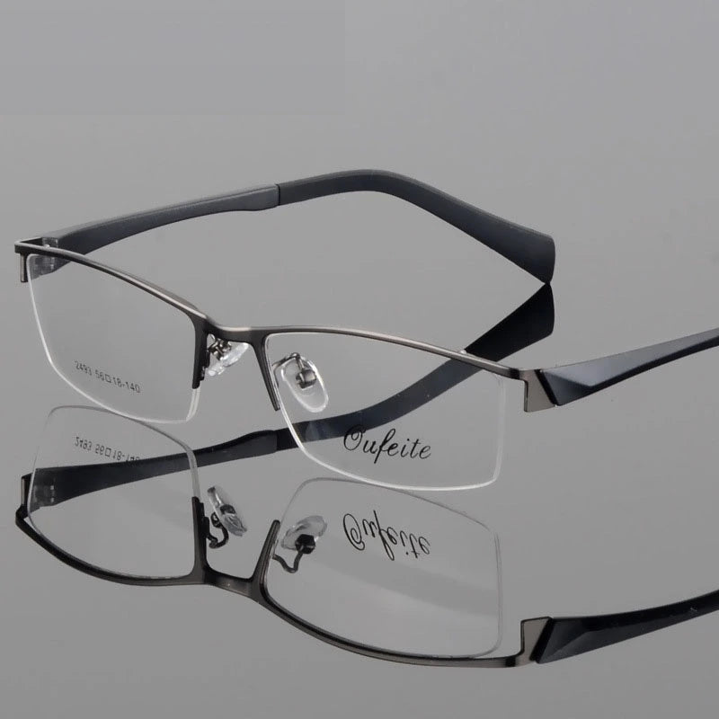 Men's Semi Rim Square Alloy Eyeglasses 2493 - gray