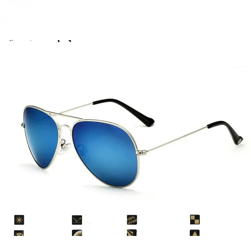 Men's Sunglasses Double Bridges Anti-Reflective Pilot Alloy 3026 - Blue / black