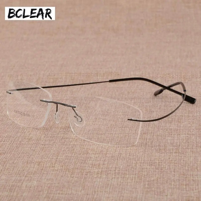 Men's Titanium Alloy Frame Rimless Eyelasses S808 - black