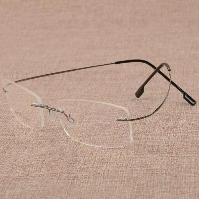 Men's Titanium Alloy Frame Rimless Eyelasses S808 - gray